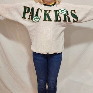 Vintage 90s Greenbay Packers Crewneck Spell Out Big Logo